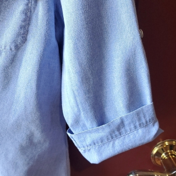 Lafayette 148 New York Blue Mandarin Collar Blouse - Picture 11 of 11